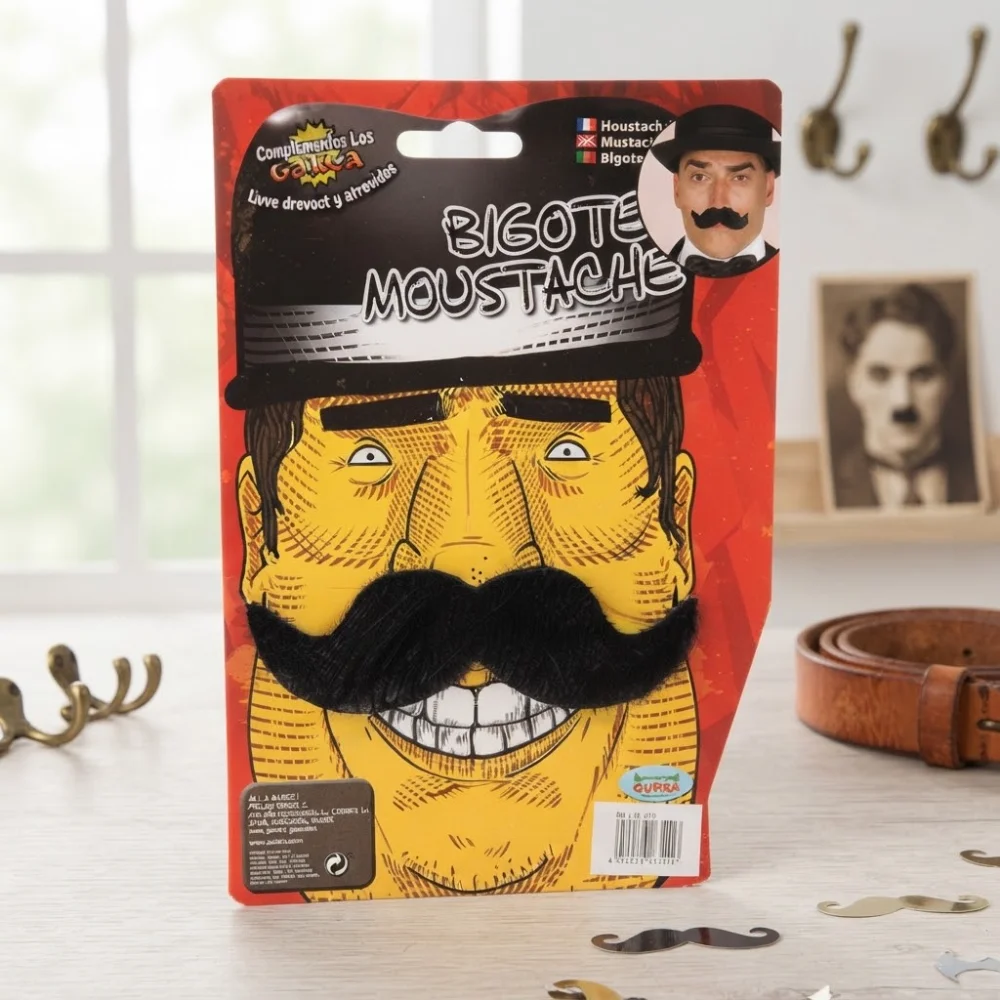 Bigote mostacho adhesivo negro