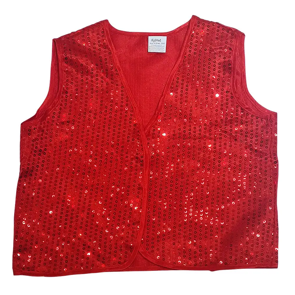 Chaleco rojo infantil con lentejuelas brillantes para disfraces y actuaciones