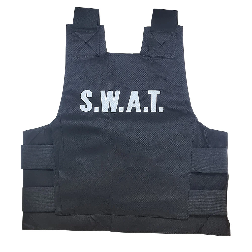 Chaleco SWAT adulto negro de 58x64 cm, accesorio policial o militar para disfraces de Halloween o carnaval