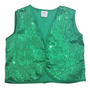 Chaleco verde infantil con lentejuelas brillantes para disfraces y actuaciones