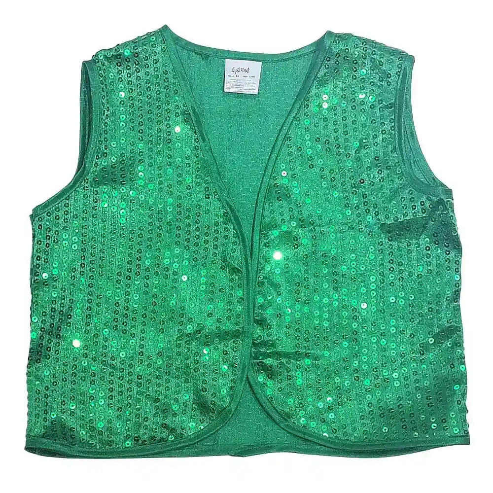 Chaleco verde infantil con lentejuelas brillantes para disfraces y actuaciones
