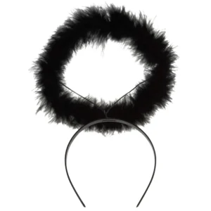 Diadema aureola ángel negro con plumas para disfraz de ángel caído en Halloween