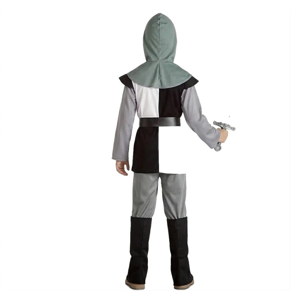 Disfraz de Caballero Medieval Blanco y Negro Infantil - vista espalda | Disfraces Lucero