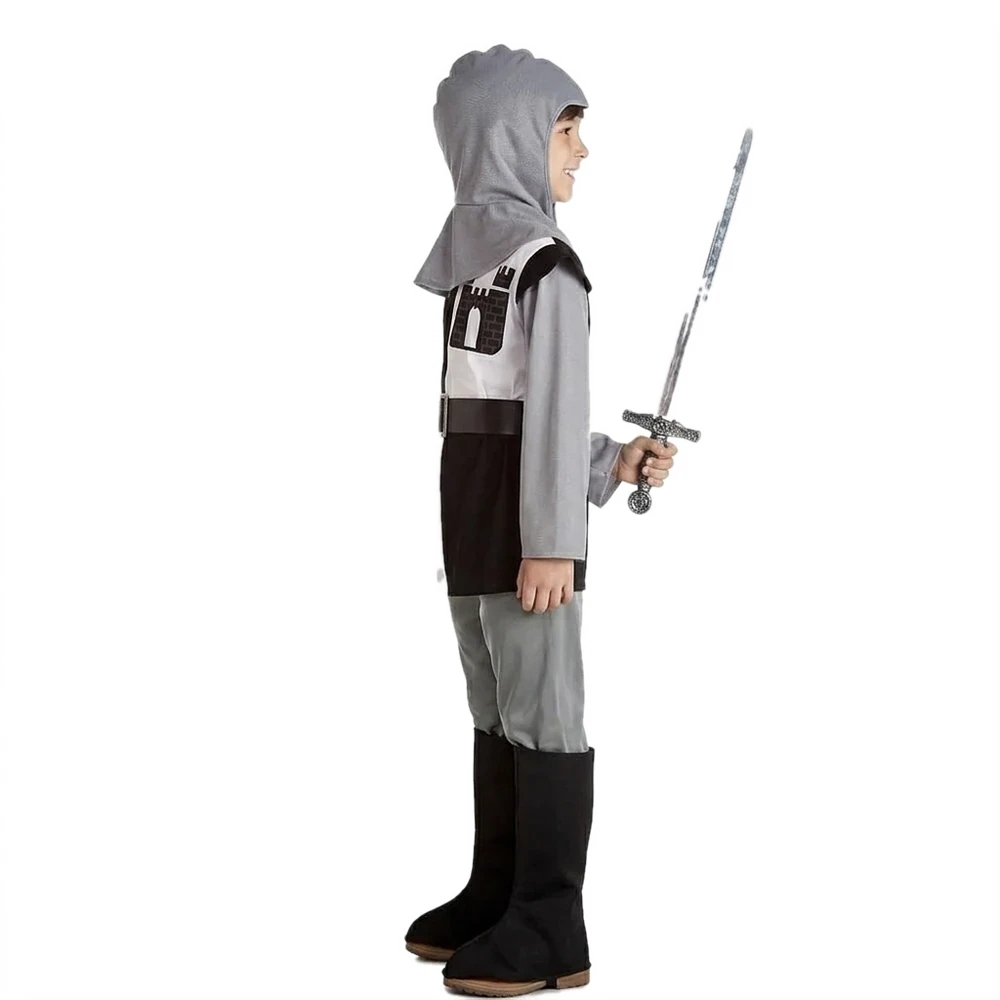 Disfraz de Caballero Medieval Blanco y Negro Infantil - vista lateral | Disfraces Lucero