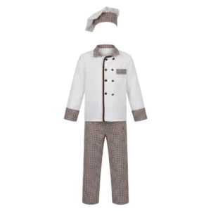 Disfraz de Cocinero Infantil – Traje de Pequeño Chef y Repostero (Gorro, Camisa y Pantalón)