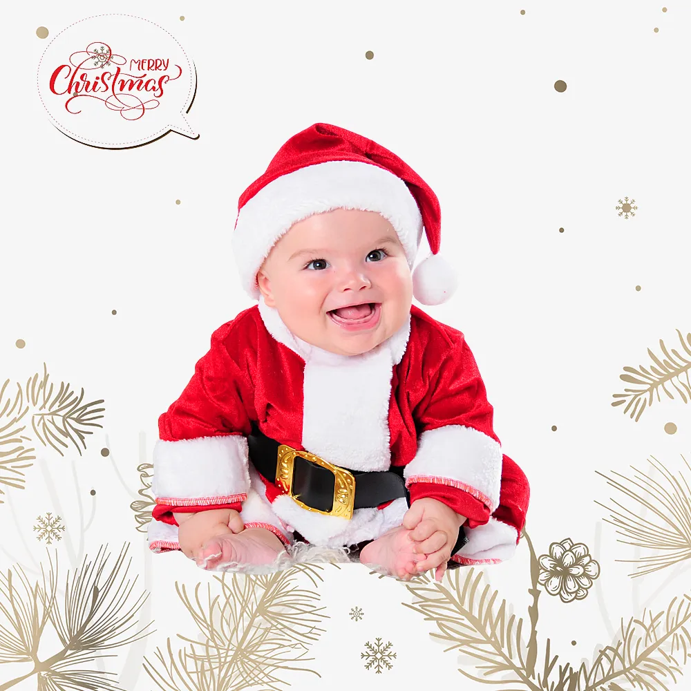 Disfraz de Papá Noel para Bebé – Gorro, Chaqueta, Patucos, Pantalón y Cinturón