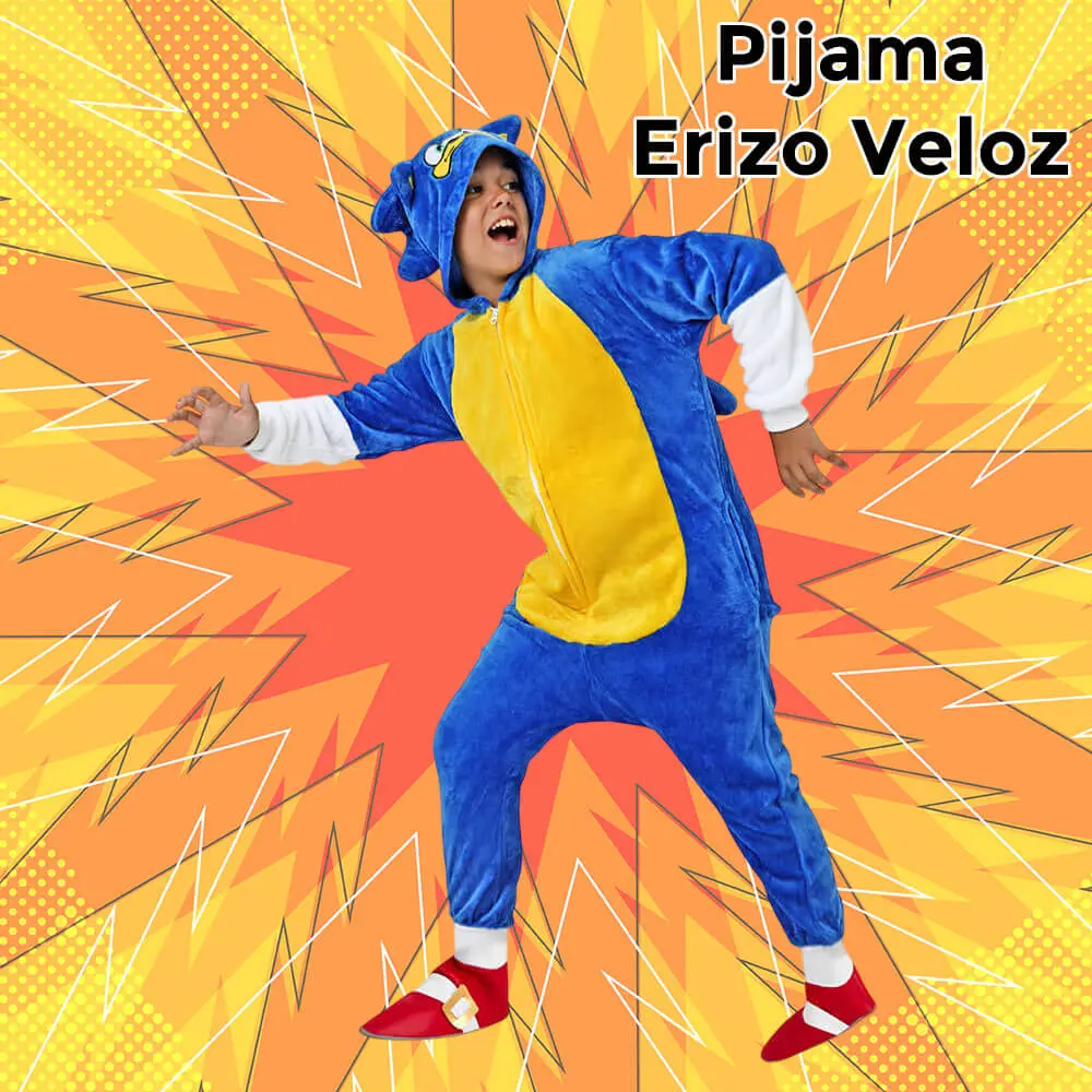 Disfraz pijama de erizo veloz infantil con capucha