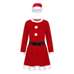Disfraz de Mamá Noel Adulto – Vestido Navideño con Gorro y Cinturón