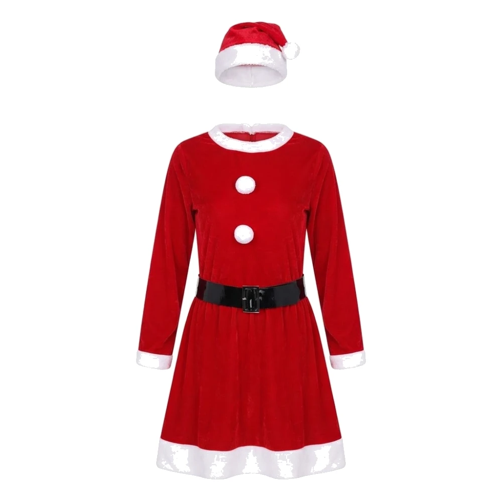 Disfraz de Mamá Noel Adulto – Vestido Navideño con Gorro y Cinturón
