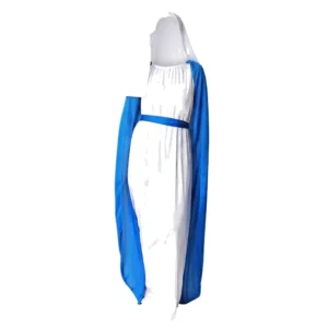 Disfraz de Virgen María Adulto – Túnica Blanca con Capa Azul, Tocado y Cinturón