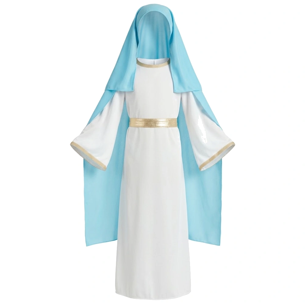 Disfraz de Virgen María Infantil – Vestido con Tocado para Navidad y Representaciones - Imagen 2