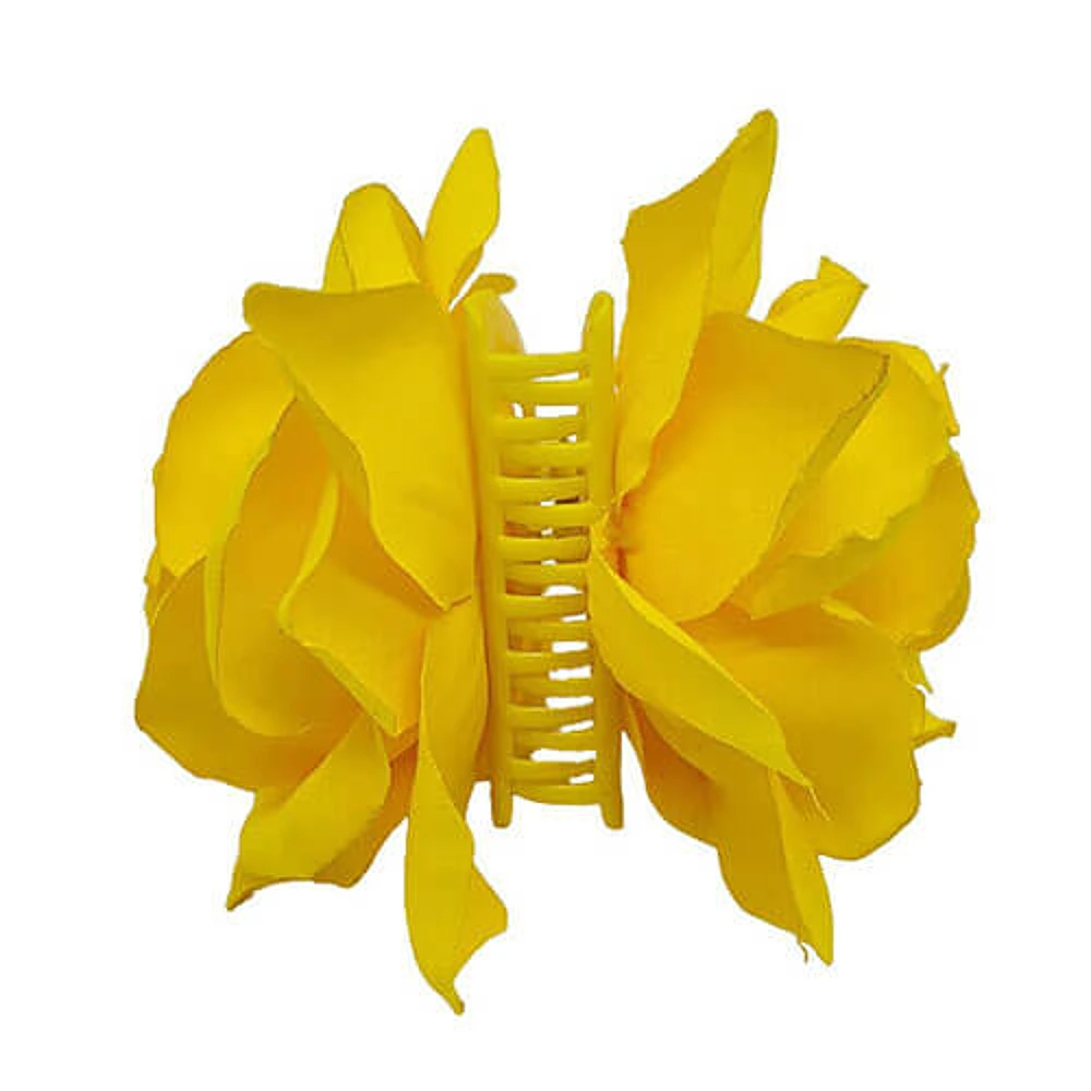 Flor sevillana grande con pinza amarillo