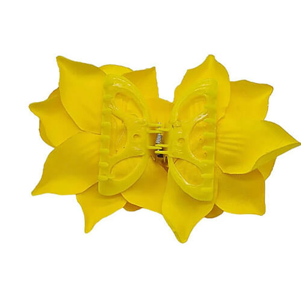 Flor sevillana grande con pinza amarillo