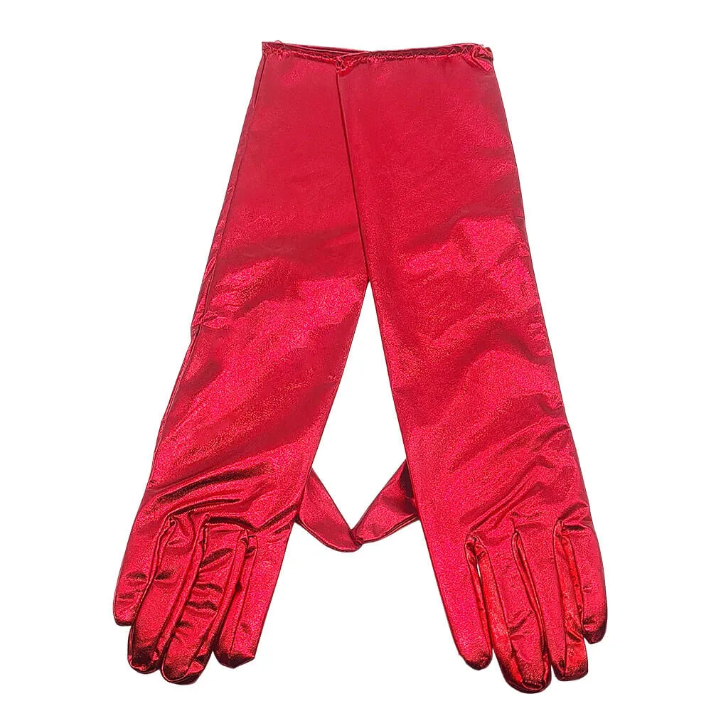 Guantes largos metalizados 43 cm rojos