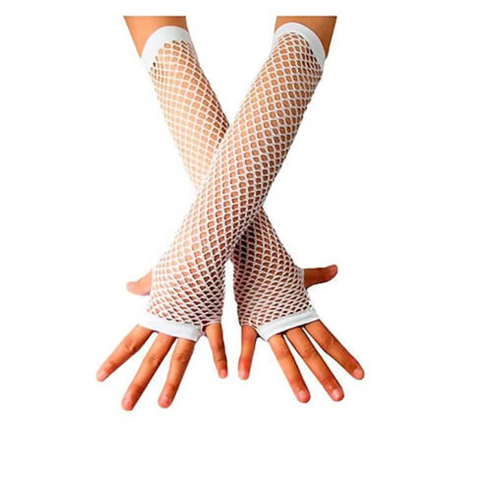 Guantes mitones blancos con rejilla