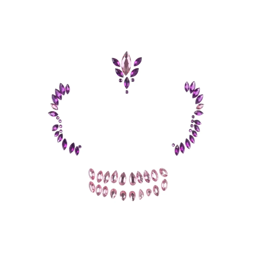 Joyas Faciales Adhesivas Calavera Lila - Maquillaje Halloween