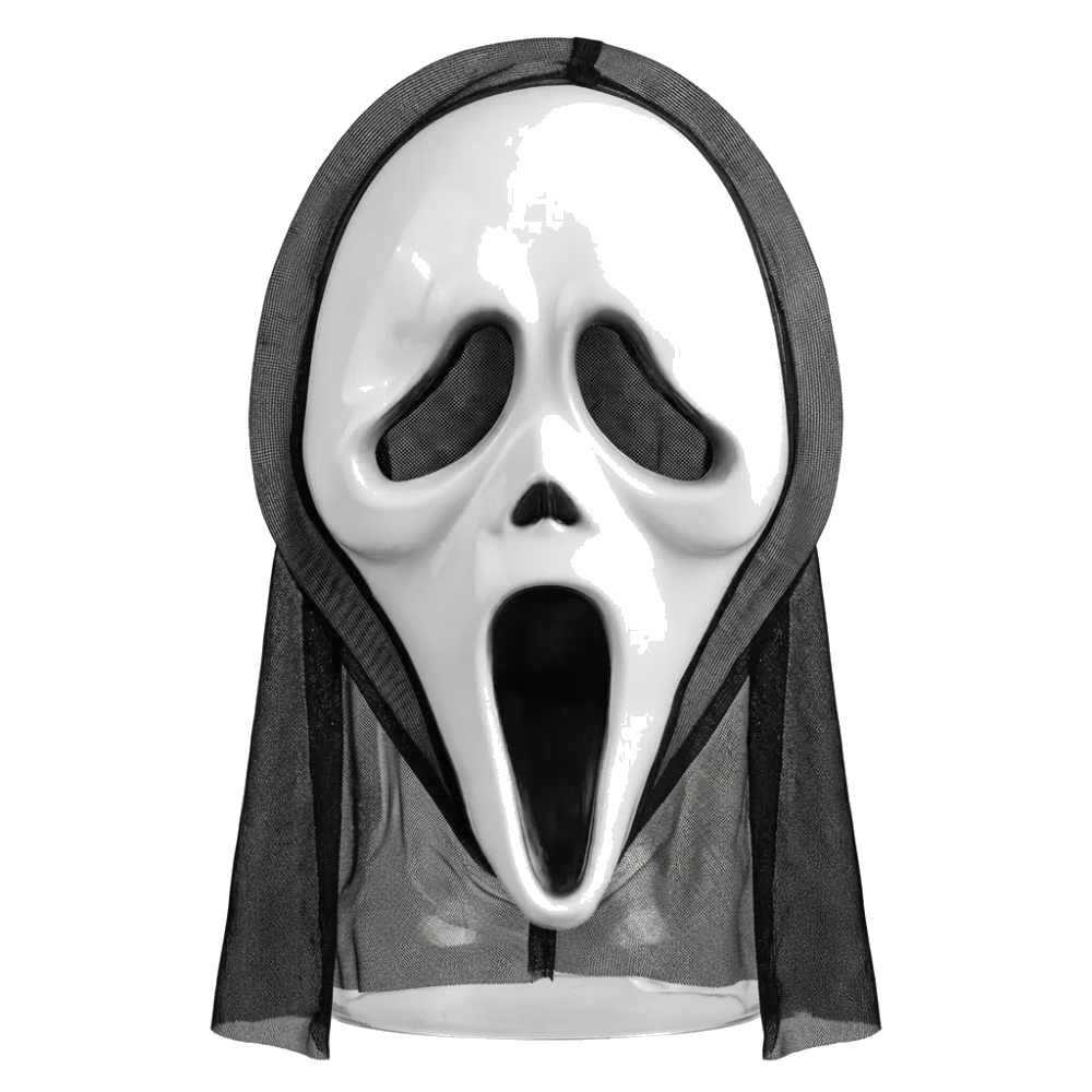 Máscara de Scream de Plástico Fino con Capucha de Rejilla – Accesorio de Terror para Halloween (Talla Única)