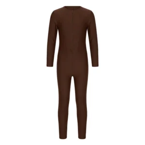 Mono marrón spandex unisex con cremallera delantera infantil