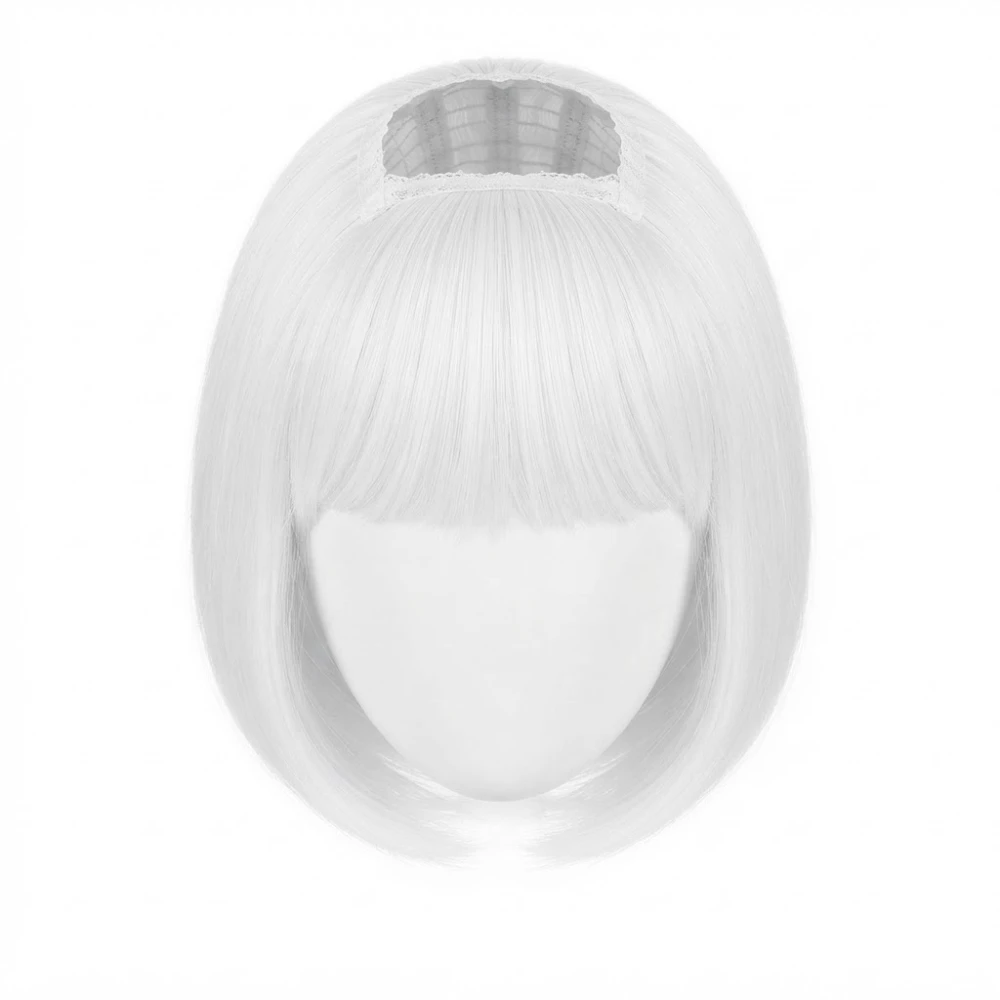 Peluca Corta Estilo Bob Blanca – Melena de Fantasía con Flequillo (30 cm)