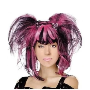 Peluca de hada mechas rosas
