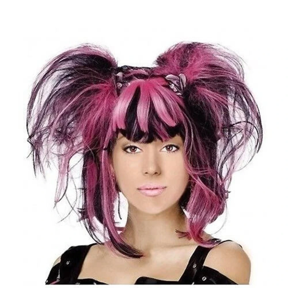 Peluca de hada mechas rosas