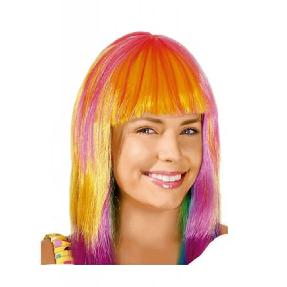 Peluca larga lisa multicolor