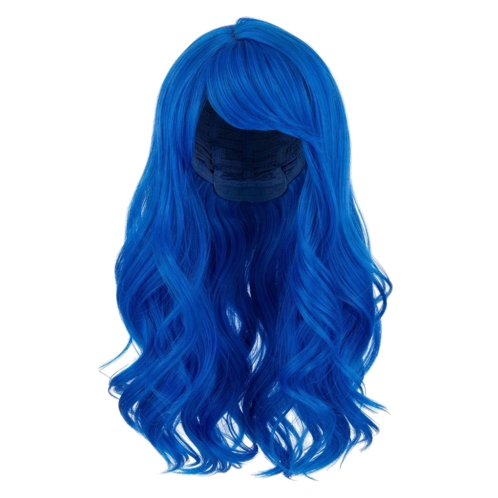 Peluca Larga Azul Oscuro Ondulada – Cabellera de Fantasía para Adulto (Talla Única)