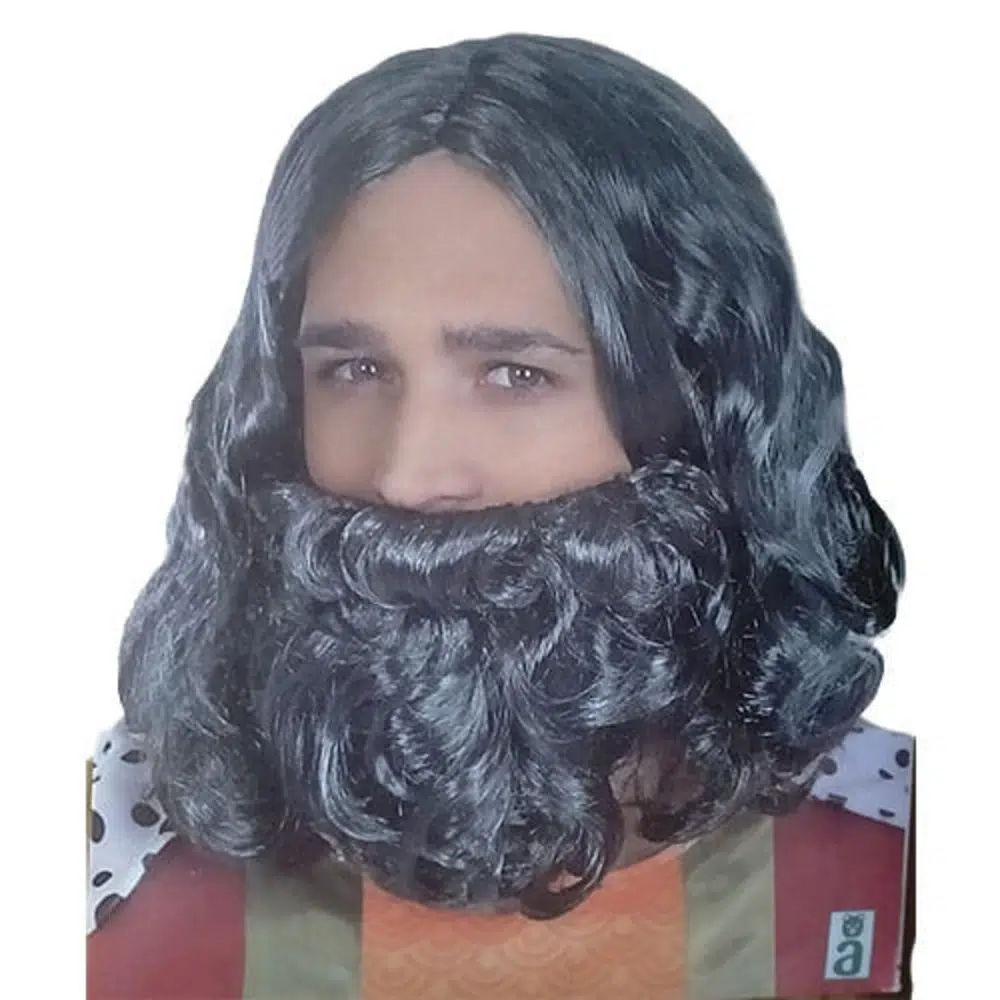 Peluca y barba rey gris