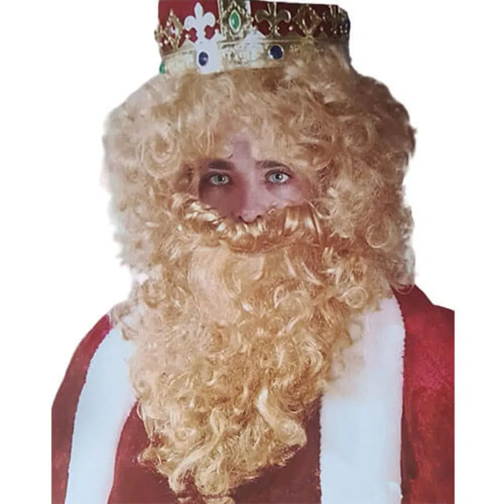 Peluca y barba rey rubio