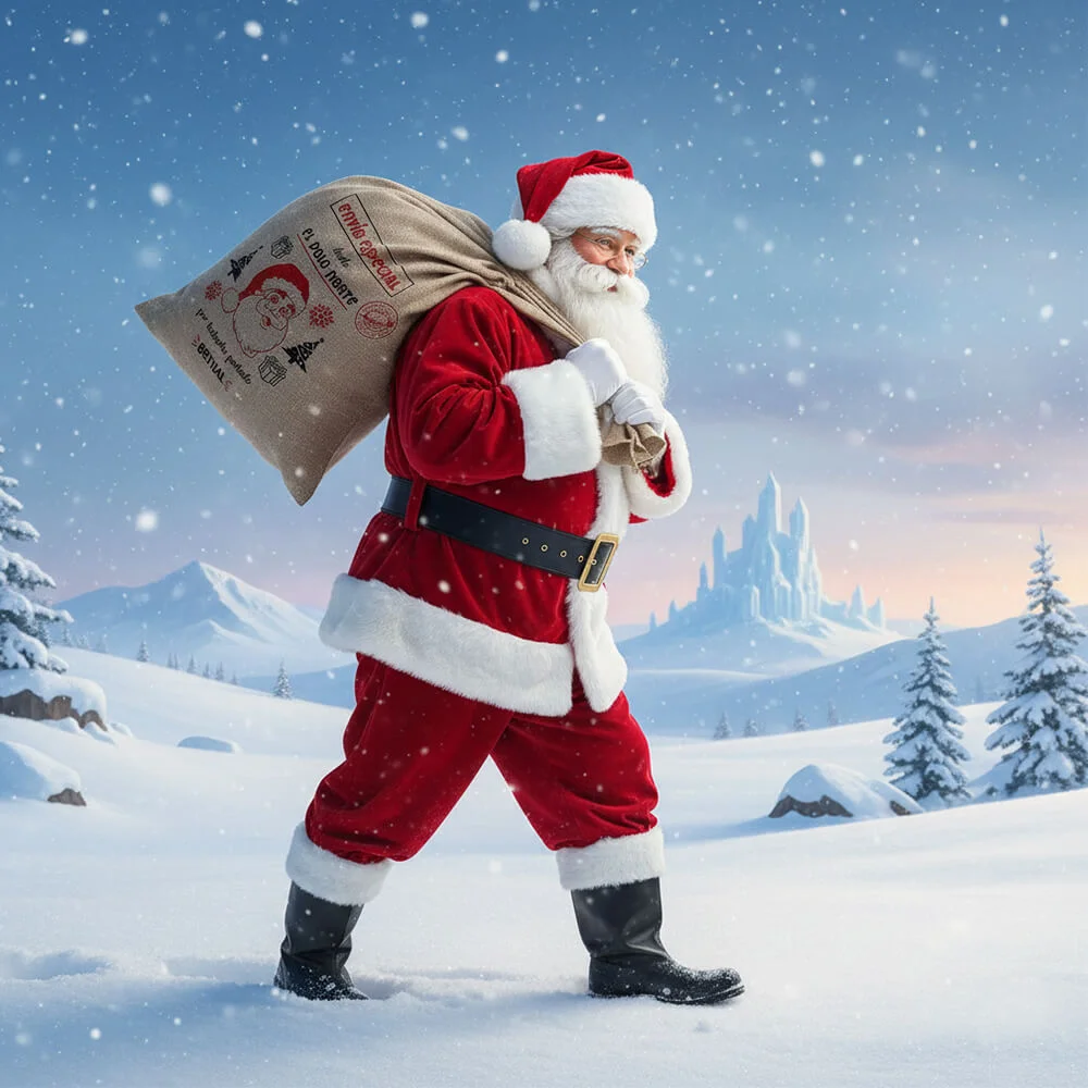 Saco de Papá Noel de Lino – Saco Navideño Decorativo 70×50 cm