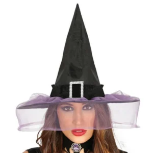 Sombrero de Bruja Negro con Velo Mo
