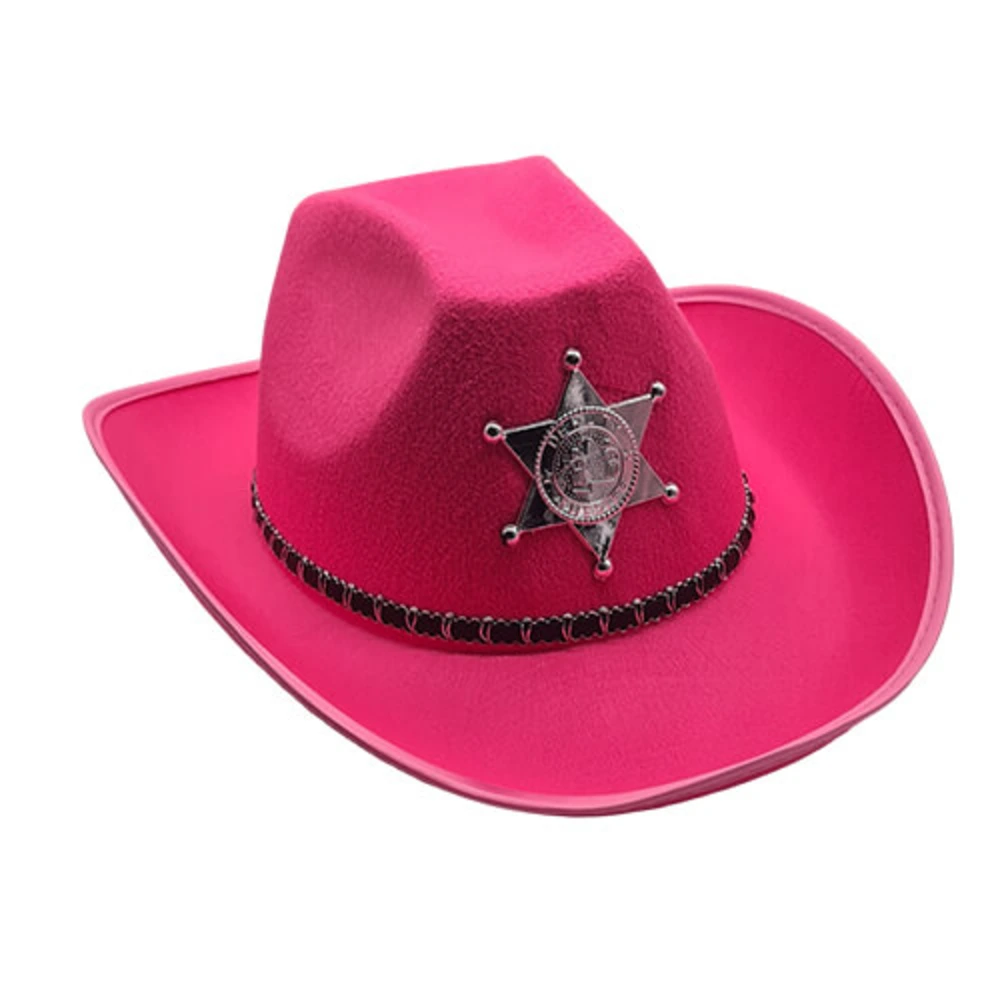 Sombrero de sheriff rosa adulto