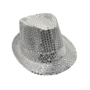 Sombrero lentejuelas plata adulto