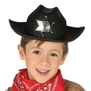 Sombrero sheriff negro infantil con