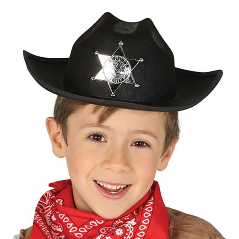 Sombrero sheriff negro infantil con