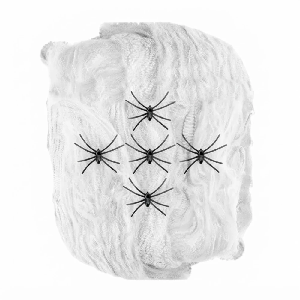 Telaraña Blanca 100Gr 🕷️ con Arañas – Decoración de Halloween
