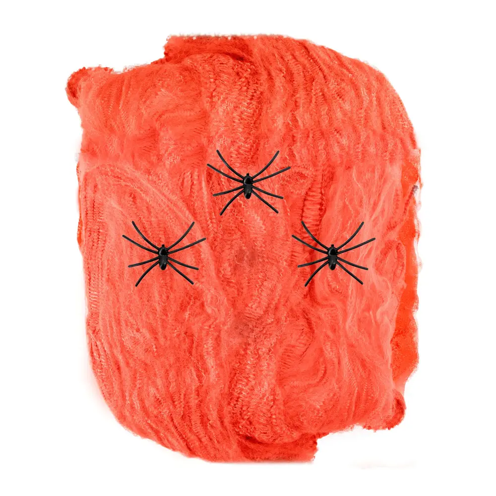 Telaraña Elástica Naranja con Arañas - telaraña elástica naranja | Disfraces Lucero Madrid