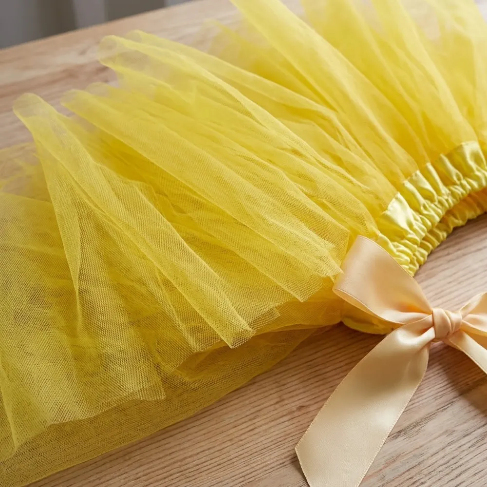 Tutú amarillo infantil 30 cm - detalle del tul