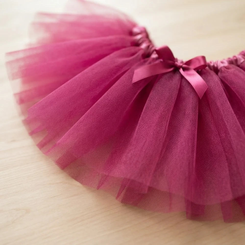 Tutú rosa oscuro infantil 30 cm - detalle del tul