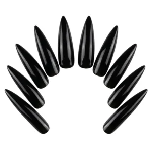 Uñas Negras Postizas Largas - Accesorio Disfraz Bruja y Halloween